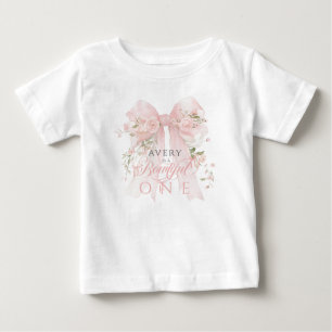 Bowtiful One 1st Birthday Floral Bow Girls Baby T-shirt