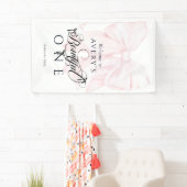 Bowtiful One 1st Birthday Pink Bow Girls Foto Banner (Insitu)