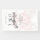 Bowtiful One 1st Birthday Pink Bow Girls Foto Banner (Horizontal)