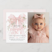 Bowtiful One Foto 1. Geburtstag Blumenjungen Einladung (Vorne/Hinten)