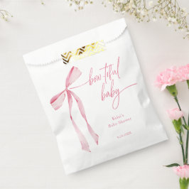 Bowtiful Wasserfarbe Rosa Babydusche Geschenktütchen