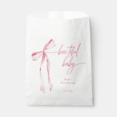Bowtiful Wasserfarbe Rosa Babydusche Geschenktütchen (Vorderseite)