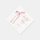 Bowtiful Wasserfarbe Rosa Babydusche Serviette (Ecke)