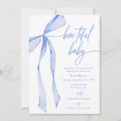 Bowtiful Watercolor Pastel Blue Baby Dusche Einladung (Vorderseite)