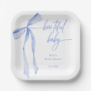 Bowtiful Watercolor Pastel Blue Baby Dusche Pappteller