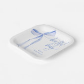 Bowtiful Watercolor Pastel Blue Baby Dusche Pappteller (Gewinkelt)