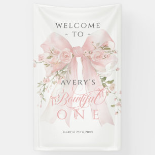 Bowtiiful One 1. Geburtstag Floraler Bogen Mädchen Banner