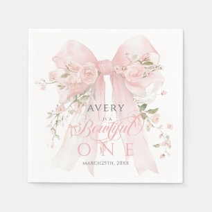 Bowtiiful One 1. Geburtstag Floraler Bogen Mädchen Serviette