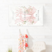Bowtiiful One 1st Birthday Floral Bow Girls Banner (Insitu)