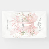 Bowtiiful One 1st Birthday Floral Bow Girls Banner (Horizontal)