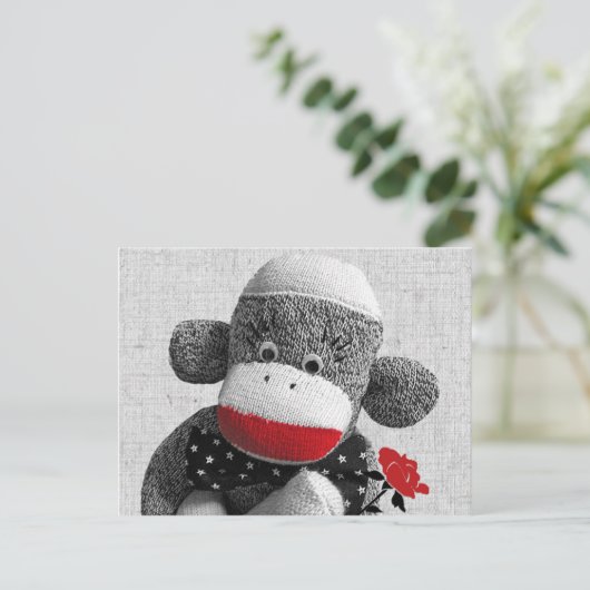 Bowty The Sock Monkey Postcard Postkarte (Stehend Vorderseite)