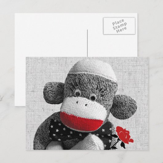 Bowty The Sock Monkey Postcard Postkarte (Vorne/Hinten)