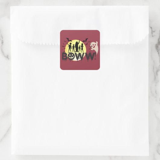 Boww! - Spookes ÜberraschungsHalloween Quadratischer Aufkleber (Tasche)