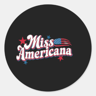 Box America 4. Juli Miss Americana Retro Runder Aufkleber