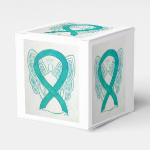 Box "aquamarin Green Awareness Ribbon Angel Gastge Geschenkschachtel