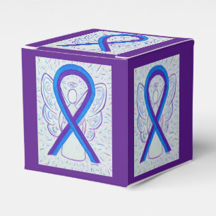 Box "Blue and Lila Awareness Ribbon" Gastgeschenk Geschenkschachtel
