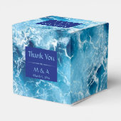 Box "Blue Ocean Water Gastgeschenk Hochzeit" Geschenkschachtel (Rückseite)