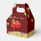 Box "Burgundy Elegant Red Blume" Gastgeschenk Hoch Geschenkschachtel (Rückseite)