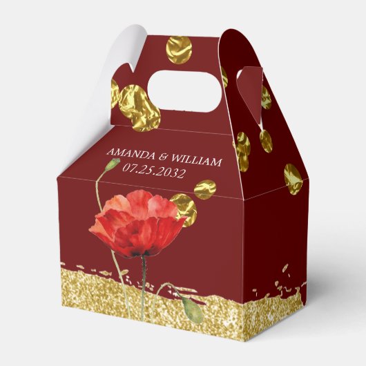 Box "Burgundy Elegant Red Blume" Gastgeschenk Hoch Geschenkschachtel (Vorderseite)