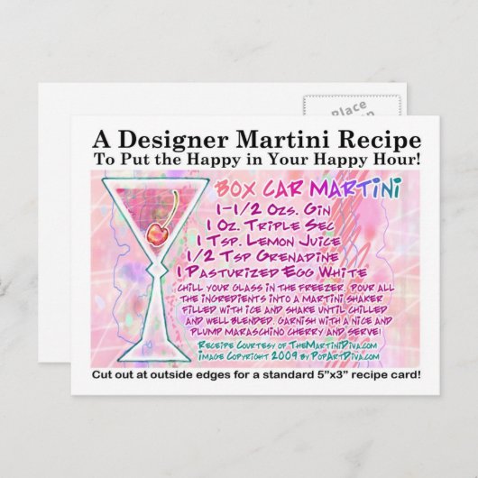 Box Car Martini Rezept Postkarte (Vorne/Hinten)