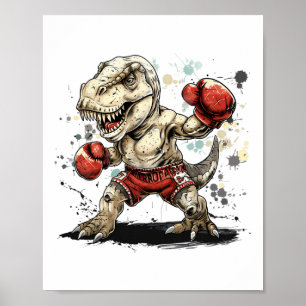 Box-Dinosaur Boxer T-Rex Kickboxen Dino Boxen Poster
