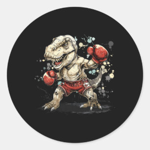 Box-Dinosaur Boxer T-Rex Kickboxen Dino Boxen Runder Aufkleber