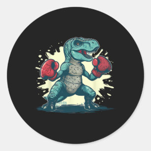 Box-Dinosaur Boxer T-Rex Kickboxen Dino Boxen Runder Aufkleber