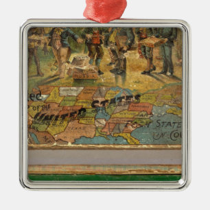 Box Dissected map, Vereinigte Staaten Silbernes Ornament