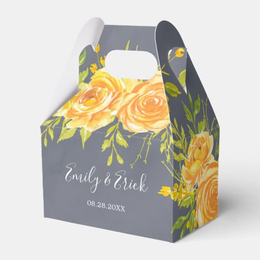 Box Gelbe und Graue Rose Peony Gastgeschenk Hochze Geschenkschachtel (Vorderseite)