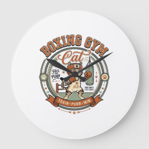 Box-Gym-Katze Box-Gym-Katze Vintage-Vektor-Art S Große Wanduhr