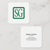 Box Initials Rounded - Square - Forest Green Quadratische Visitenkarte (Vorne/Hinten)