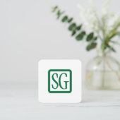 Box Initials Rounded - Square - Forest Green Quadratische Visitenkarte (Stehend Vorderseite)