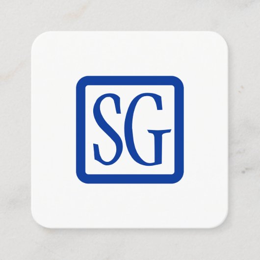 Box Initials Rounded - Square - Navy Blue Quadratische Visitenkarte (Vorderseite)