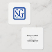 Box Initials Rounded - Square - Navy Blue Quadratische Visitenkarte (Vorne/Hinten)