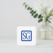Box Initials Rounded - Square - Navy Blue Quadratische Visitenkarte (Stehend Vorderseite)