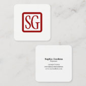 Box Initials Rounded - Square - Ruby Red Quadratische Visitenkarte (Vorne/Hinten)