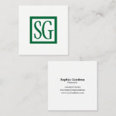 Box Initials - Square - Forest Green Quadratische Visitenkarte (Vorne/Hinten)