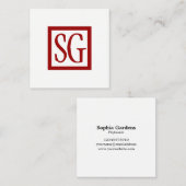 Box Initials - Square - Ruby Red Quadratische Visitenkarte (Vorne/Hinten)