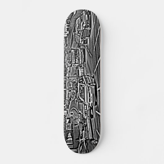Box Junction in B&W Skateboard (Vorderseite)
