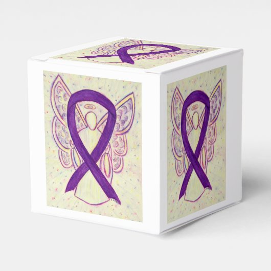 Box "lila Awareness Ribbon Angel Gastgeschenk" Geschenkschachtel (Vorderseite)