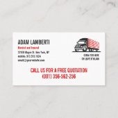 BOX-LKW-BEWEGUNG UND HAULING BERUFLICH VISITENKARTE (Rückseite)