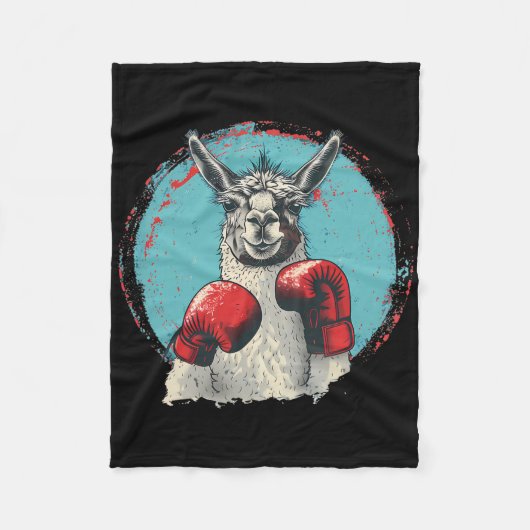 Box-Llama mit Boxhandschuhen Kickboxen Lustiges B Fleecedecke (Vorderseite)