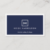 BOX-LOGO mit IHREM ANFANG/MONOGRAMM AUF DUNKELBLAU Visitenkarte (Vorderseite)
