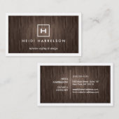 BOX-LOGO mit IHREM INITIAL/MONOGRAM AUF DUNKELHOLZ Visitenkarte (Vorne/Hinten)