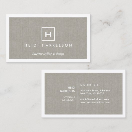 BOX-LOGO mit IHREM INITIAL/MONOGRAM auf KHAKI LINE Visitenkarte (Vorne/Hinten)