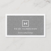 BOX-LOGO mit IHREM INITIAL/MONOGRAM auf LINEN GRAY Visitenkarte (Vorderseite)