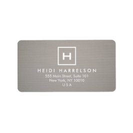 BOX-LOGO mit IHREM INITIAL/MONOGRAMM auf GRAY LINE Adressaufkleber