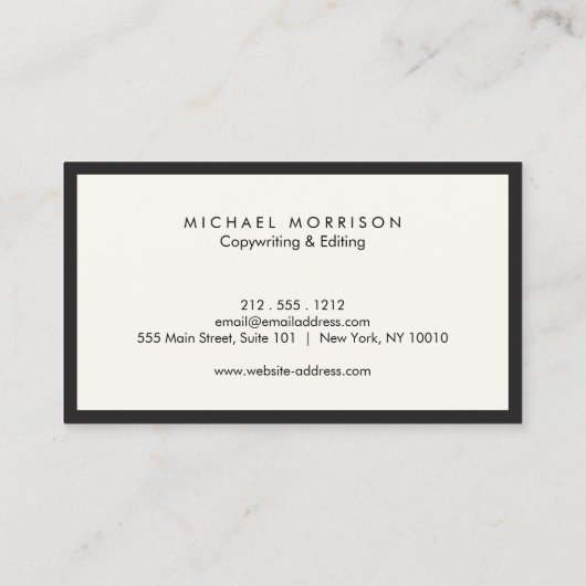 BOX-LOGO mit IHREM INITIAL/MONOGRAMM Black/Ivory Visitenkarte (Rückseite)