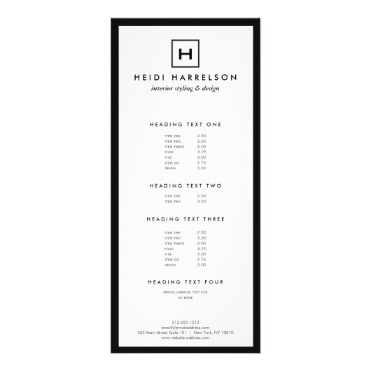 BOX-LOGO mit IHREM INITIAL/MONOGRAMM Schwarz/Weiß Werbekarte (Vorne)