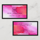 Box-Logo mit Ihrer Initial auf fett rosa Wasserfar Visitenkarte (Vorne/Hinten)